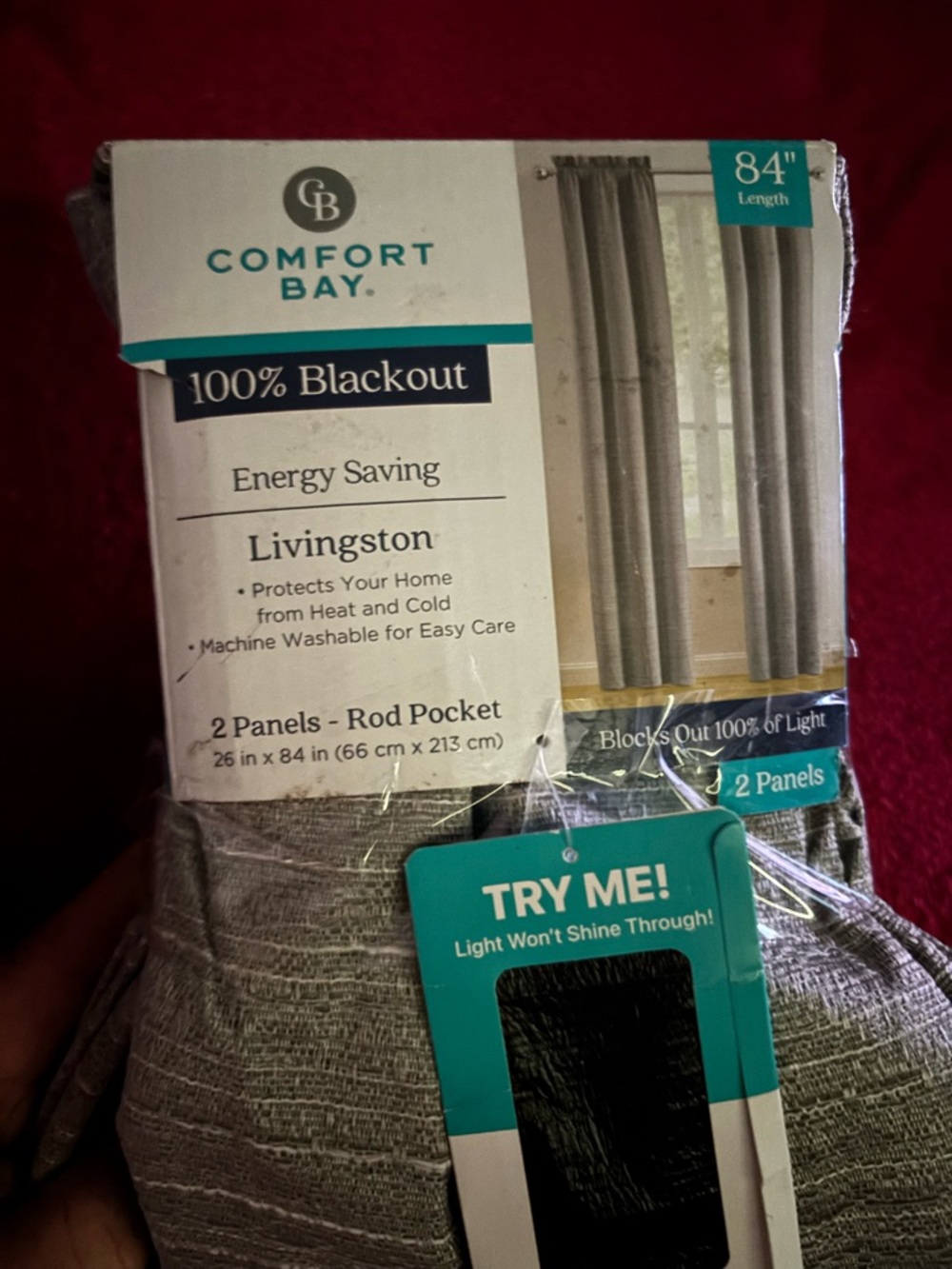 Comfort Bay Livingston Textured Gray 100% Blackout Curtain Panels
